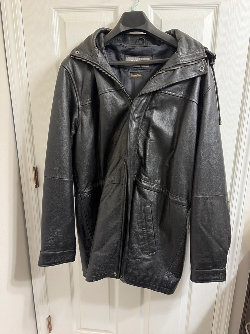 Wilsons Leather Men's Black Hooded Bomber Jacket